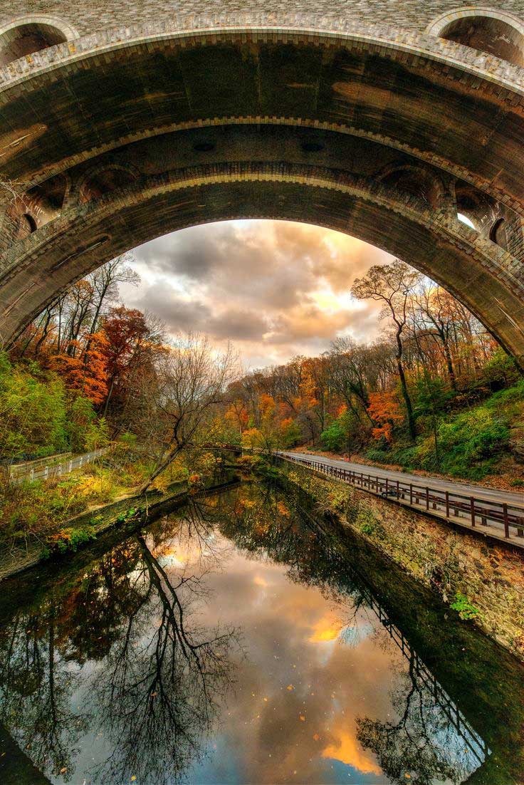 the wissahickon valley as seen under the walnut lane bridge